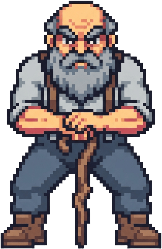 Image: pixel art top-down RPG boss character sprite, a si