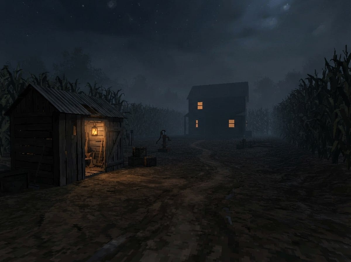 Farmyard at night