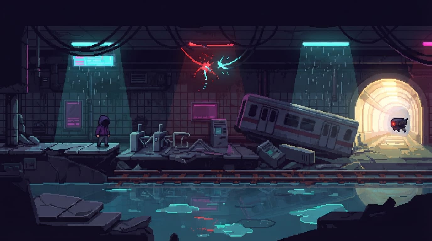 A flooded metro arcade