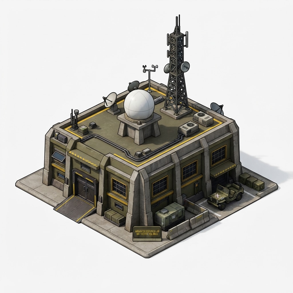 Image: Compact military research center: low reinforced l