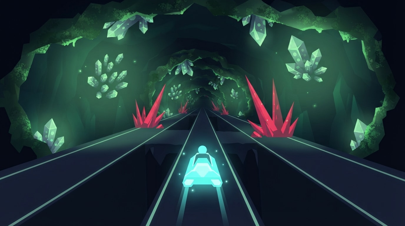 A green glowing cavern