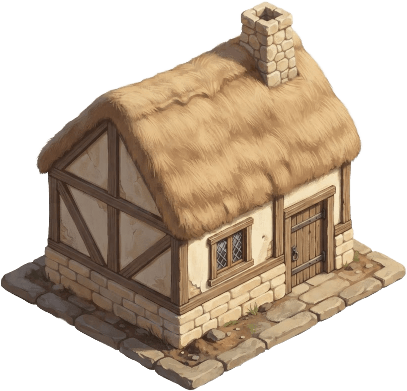Image: Concept render of a single small medieval thatched