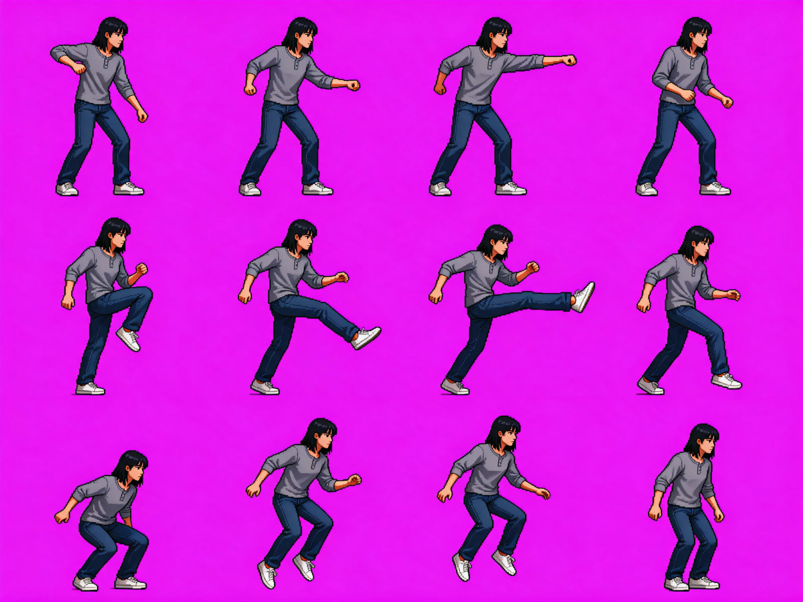 Yuki Sheet B - punch kick jump