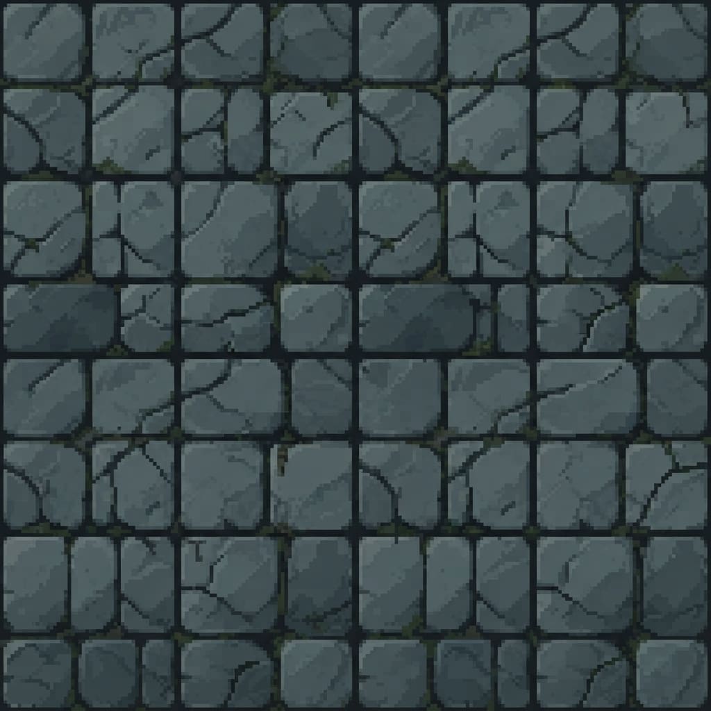 Image: Top-down tile texture: grey stone dungeon floor, s