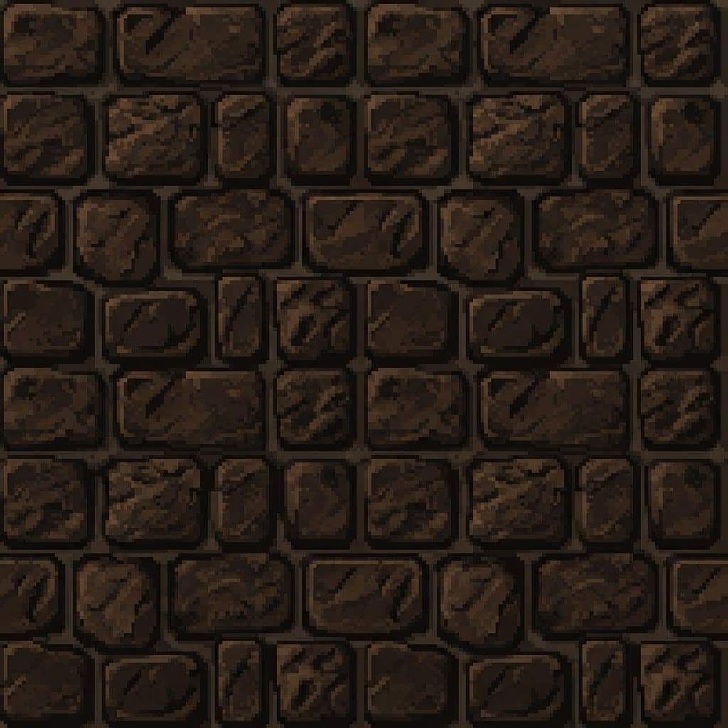 Image: Top-down tile texture: brown stone dungeon wall, s