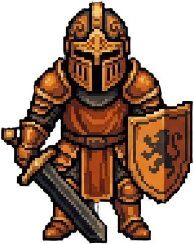 Image: Top-down pixel art sprite: small armored dweller f