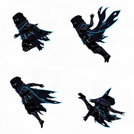 Cyan Cloaked Falling Sprite Sheet