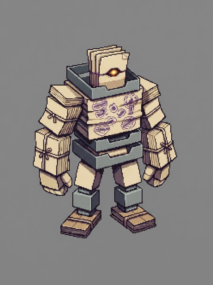 A paper golem clerk