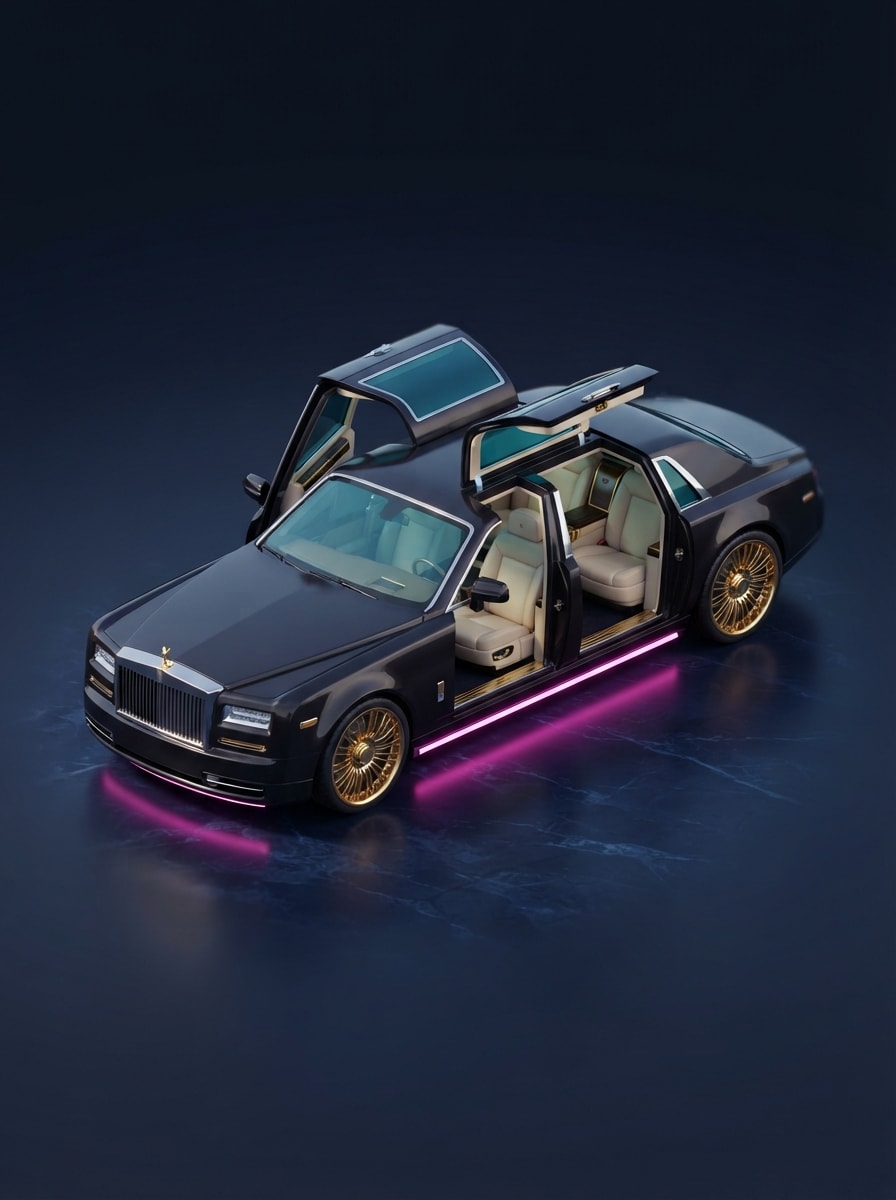 A neon party limousine