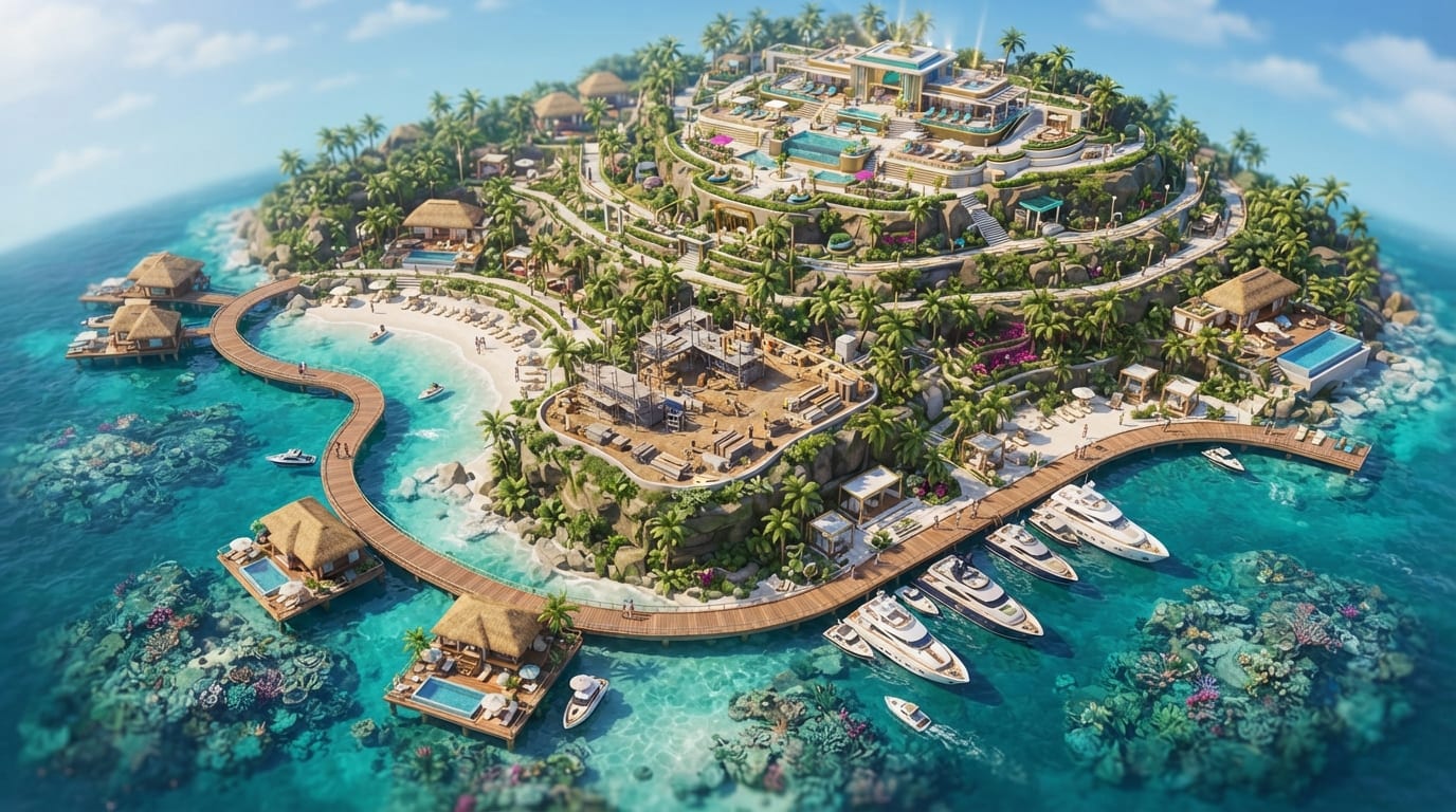 A private island marina