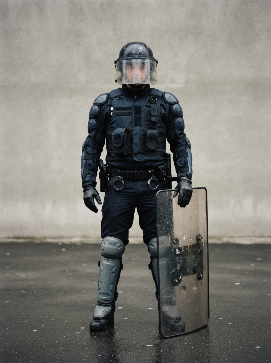 Le CRS au casque rayé
