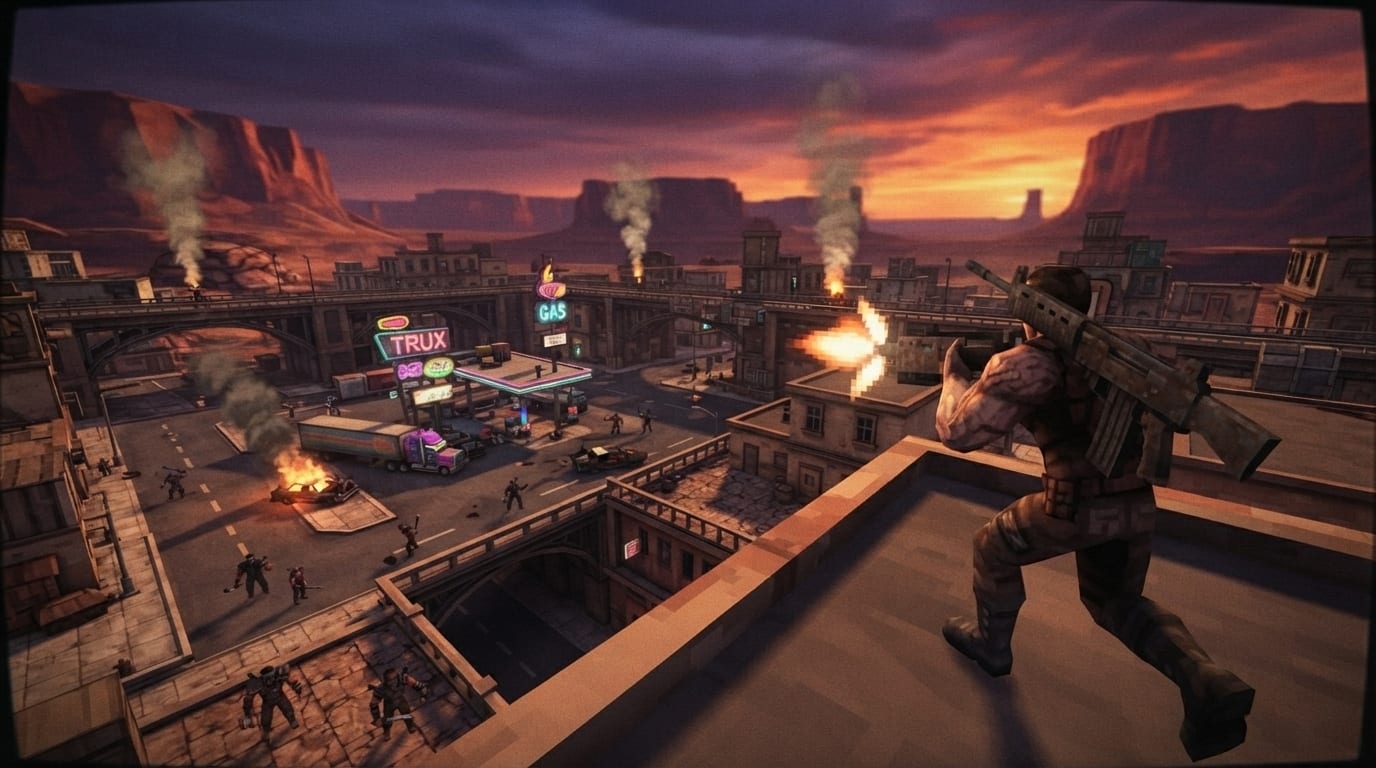 Wide-open carnage from above