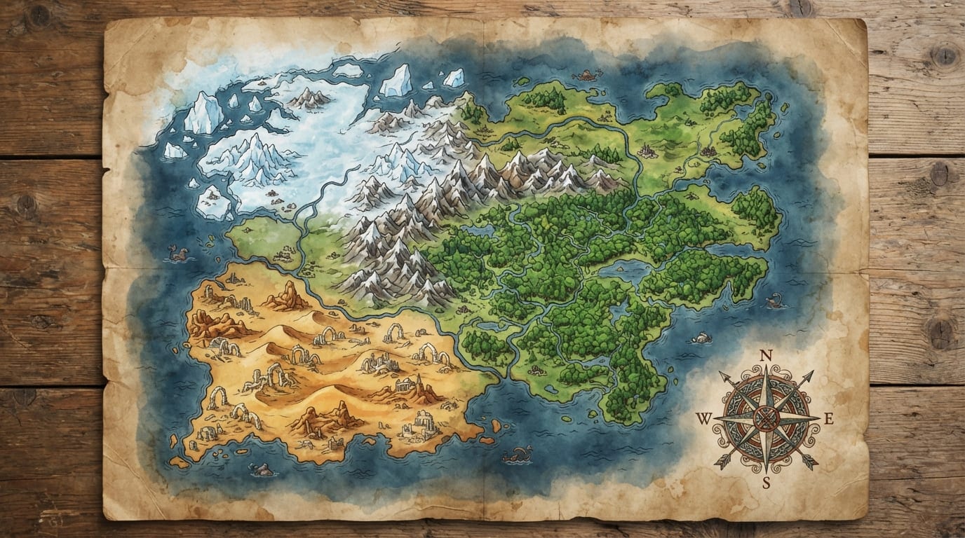 Mapa do Mundo — pergaminho limpo