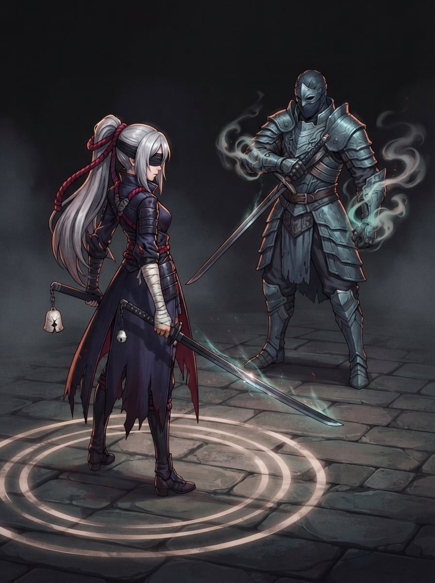 A blind bell duelist
