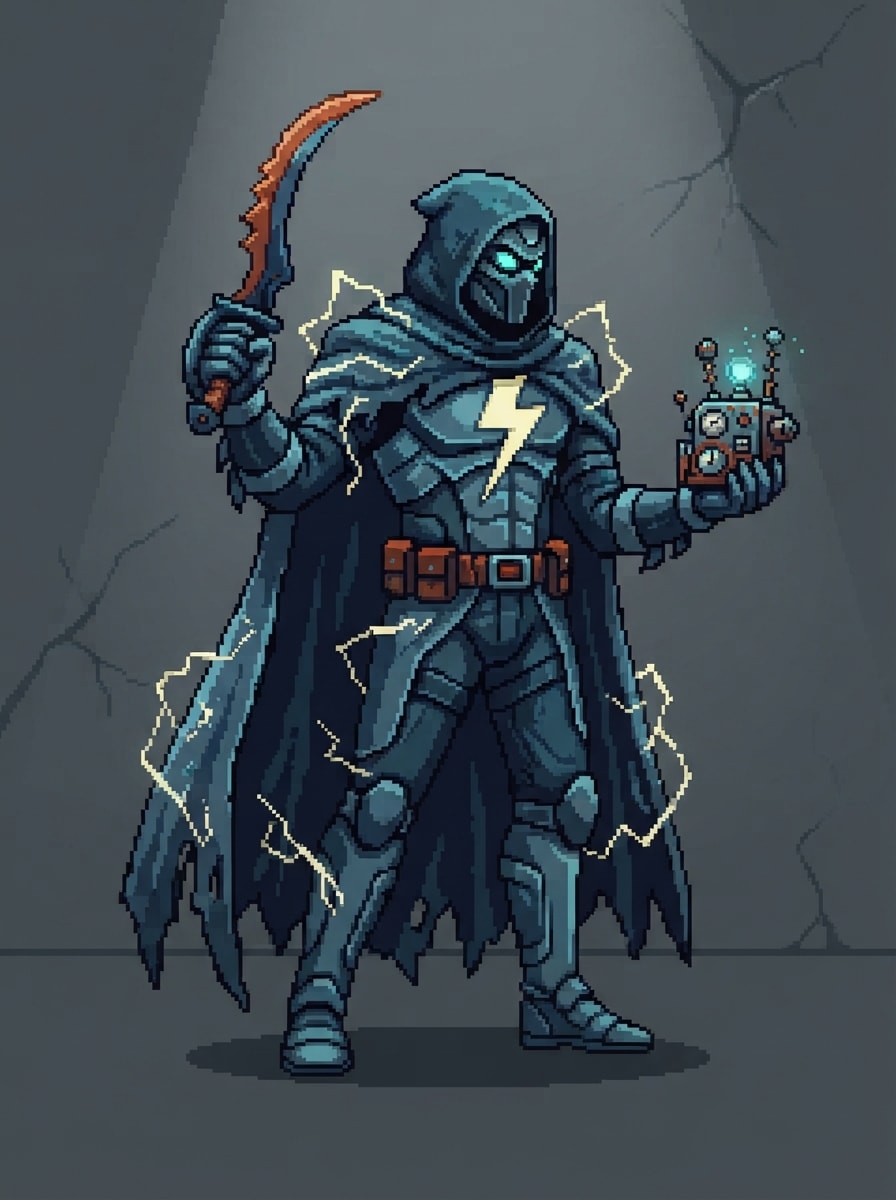 Um caçador com capa de tempestade