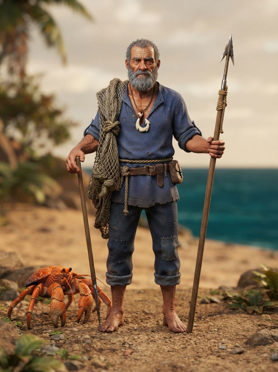 Pescador e Caranguejo