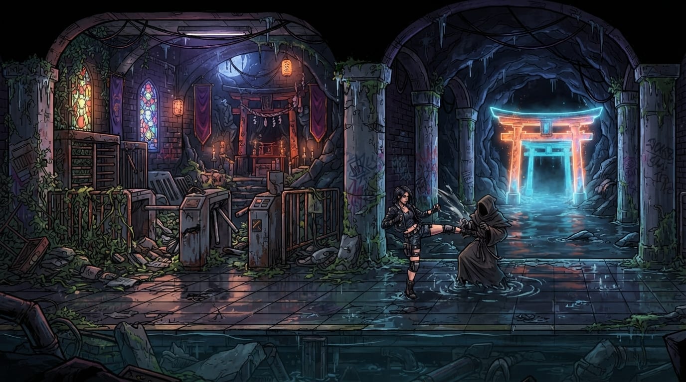 Flooded subway shrine