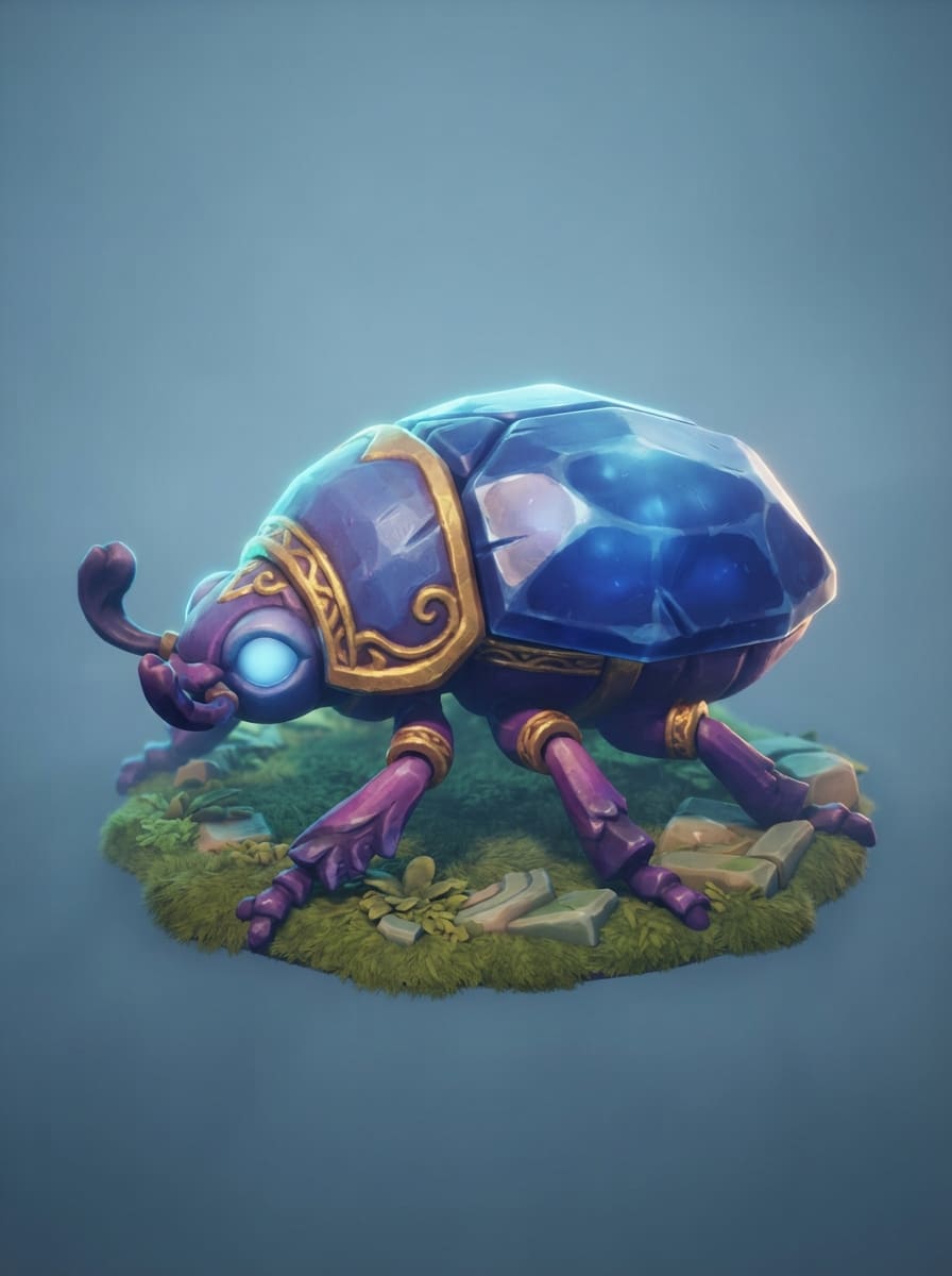 A crystal-shelled scarab