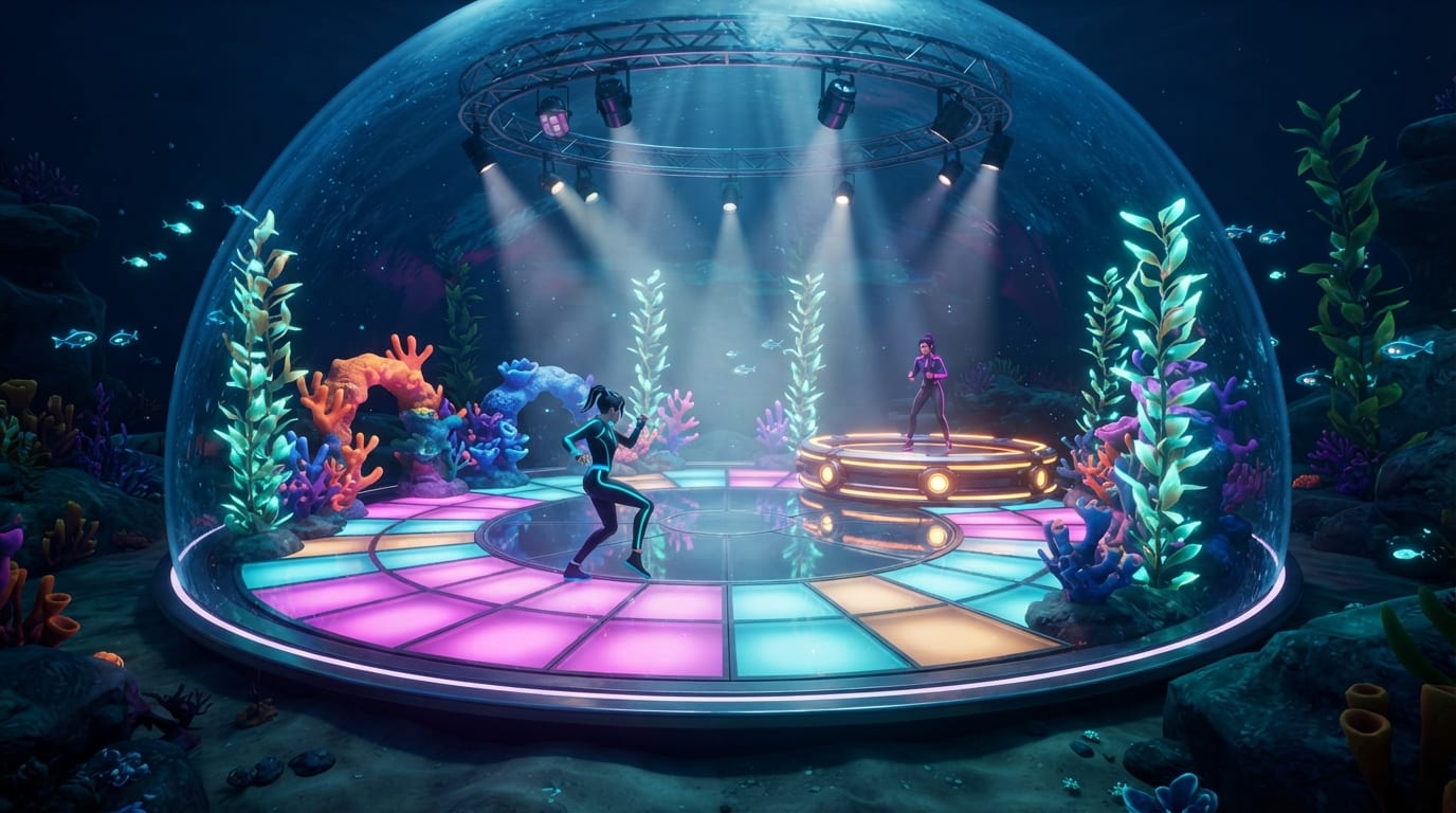 A glass floor under the sea