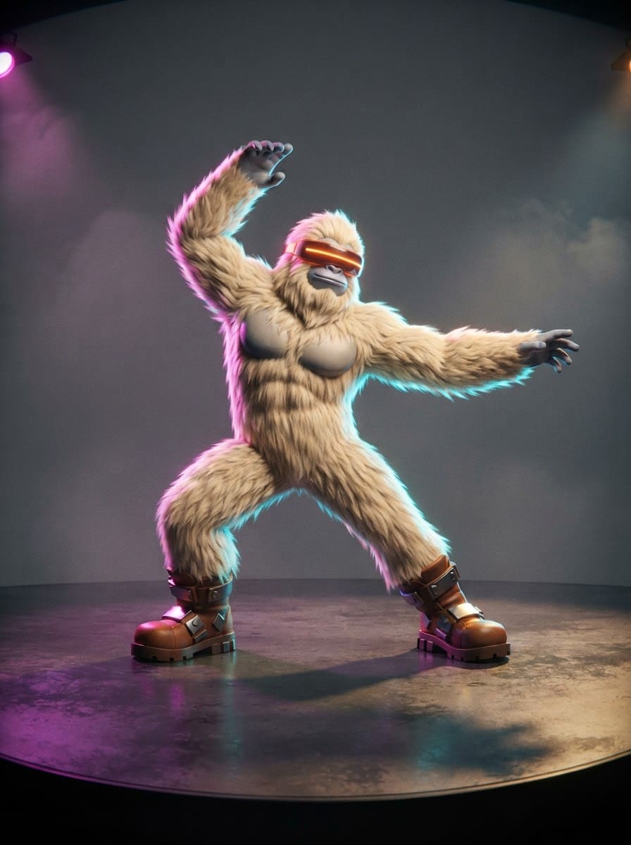 A three-armed disco yeti