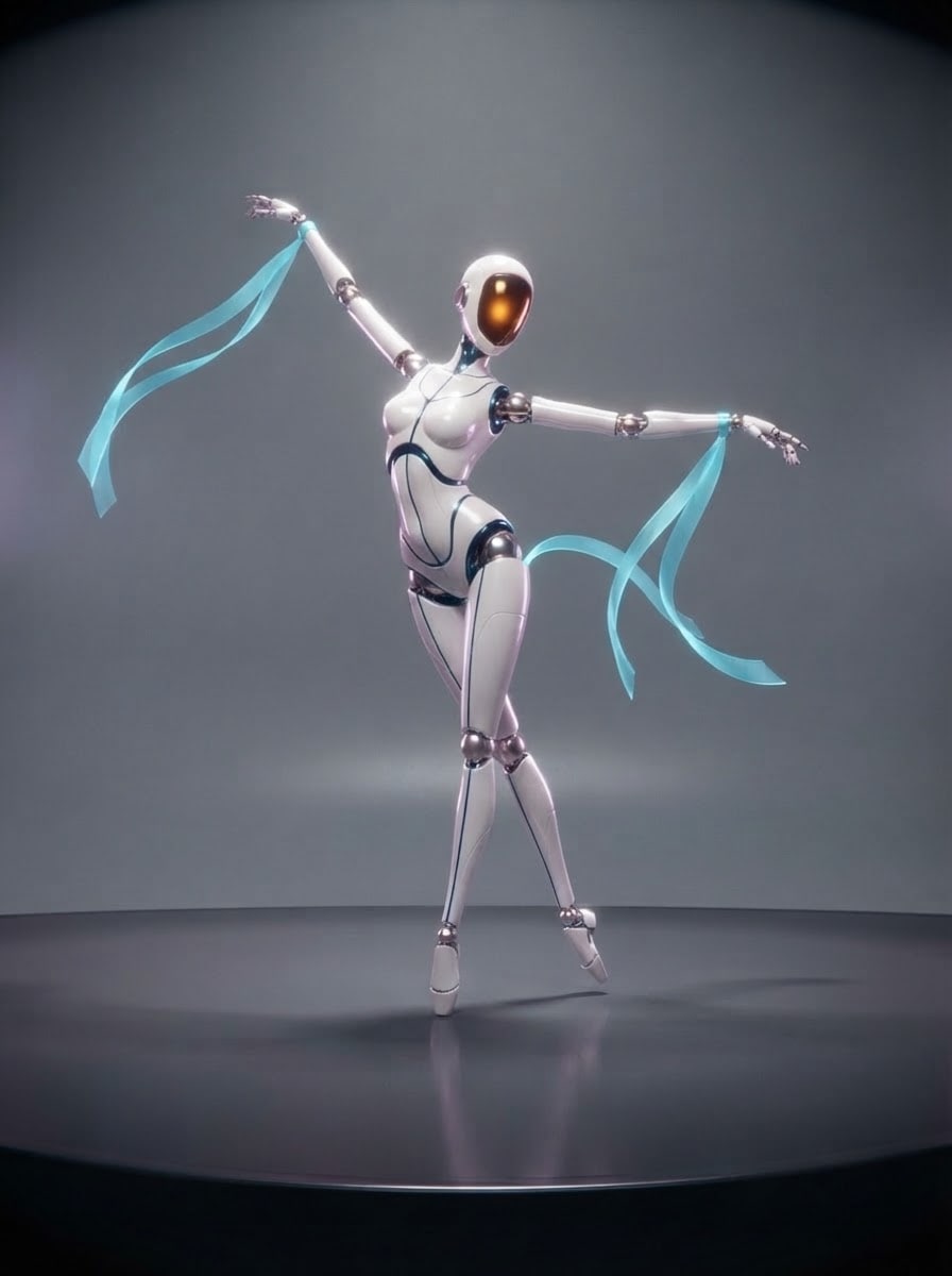 A porcelain ribbon ballerina