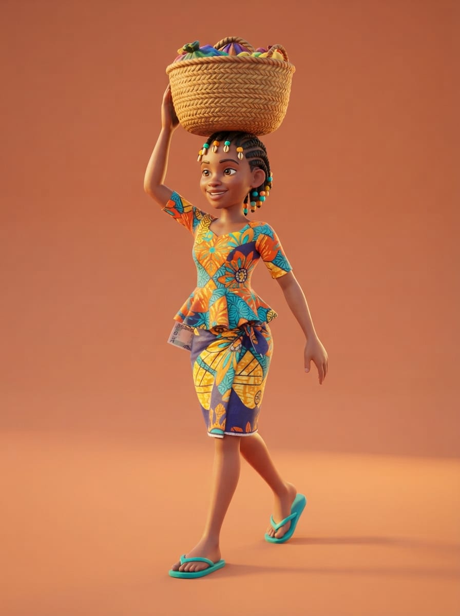 A braided market girl