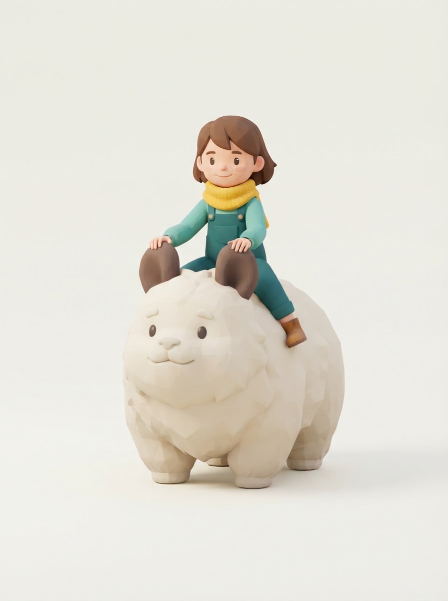 Menina montada em Aniimon