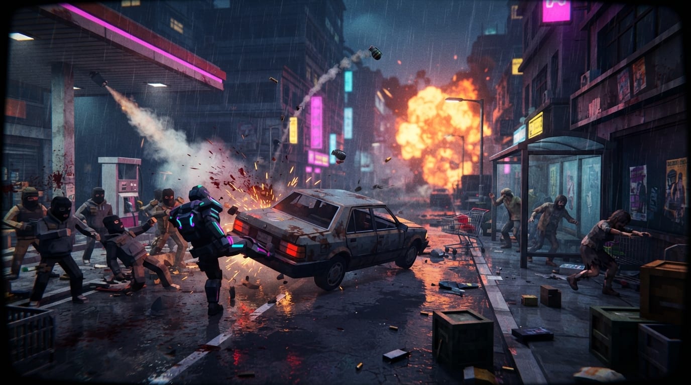 Kick a car into the mob