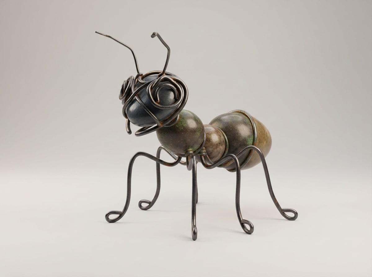 Wire-and-stone garden ant