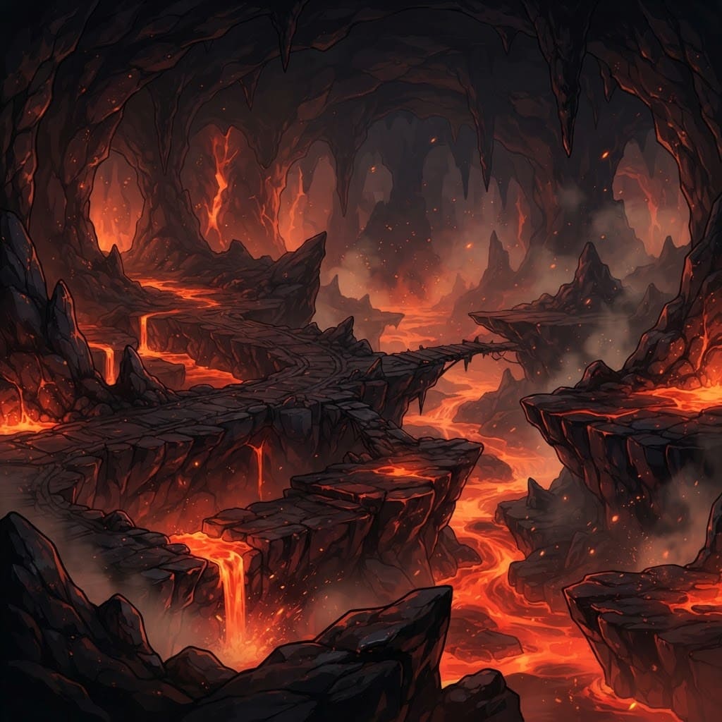 Image: 2D side-scrolling game background, anime dark fant