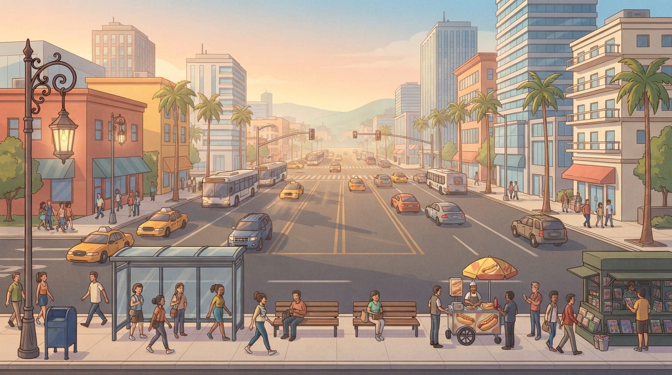 Avenida movimentada do centro