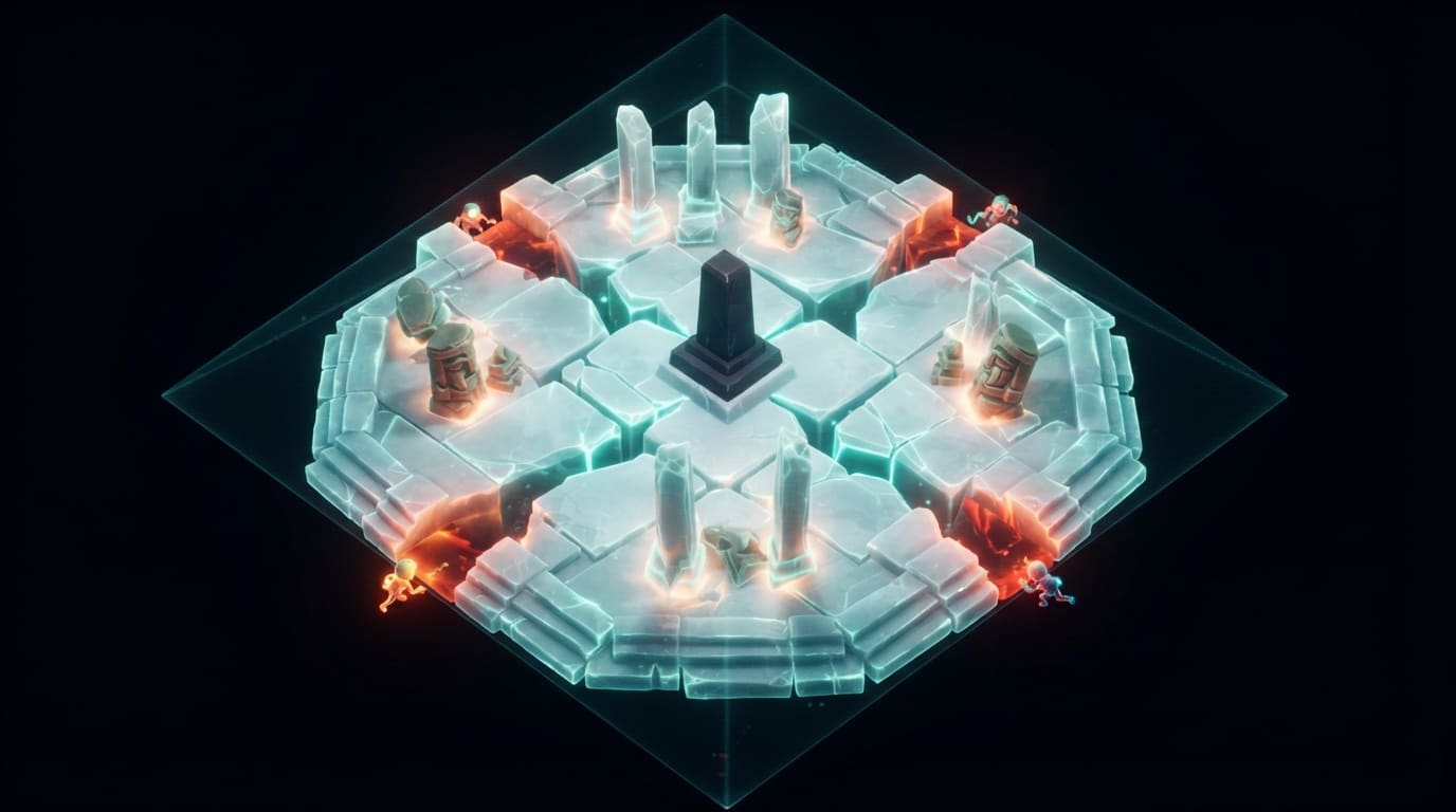 A cracked glacier temple