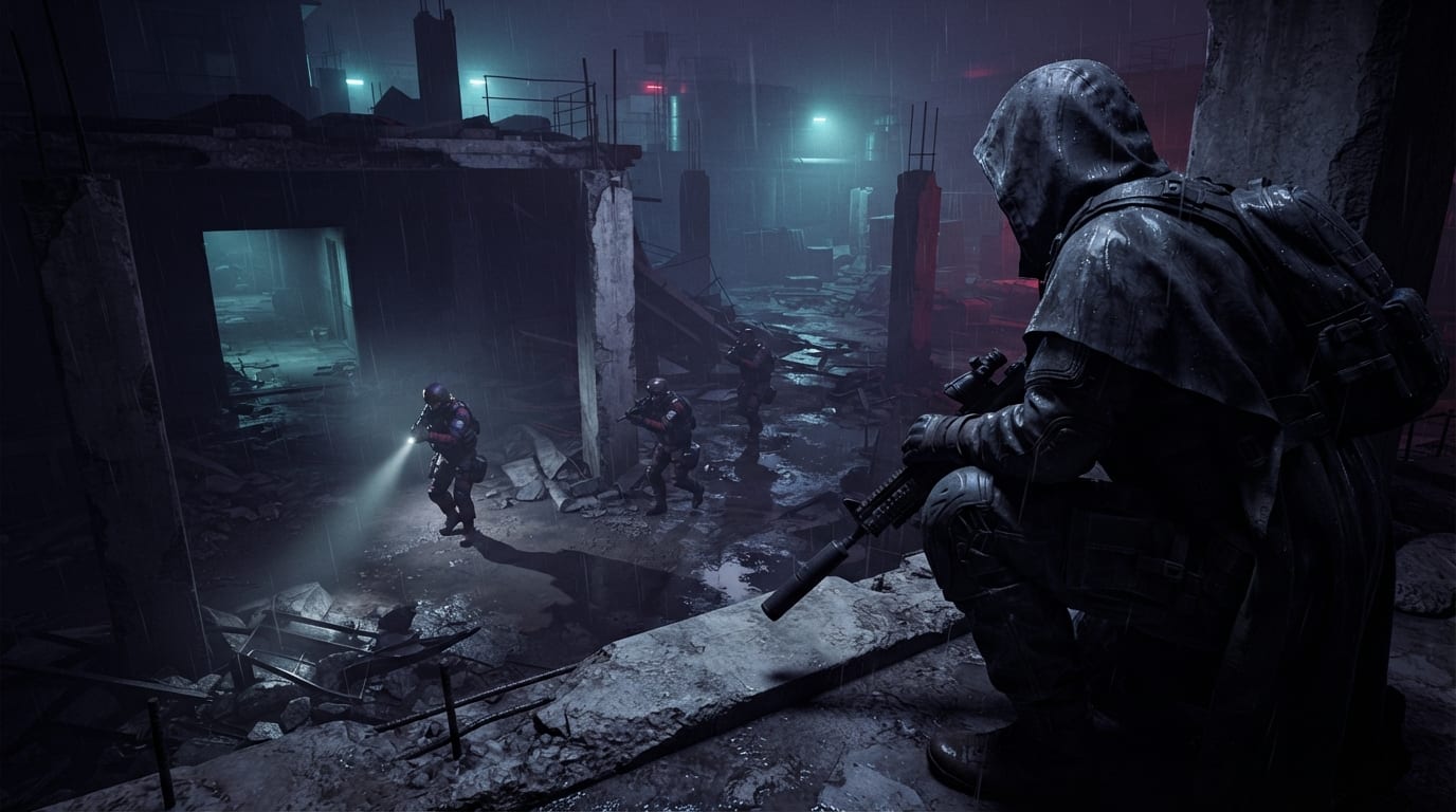 Stalk the patrol through the ruins