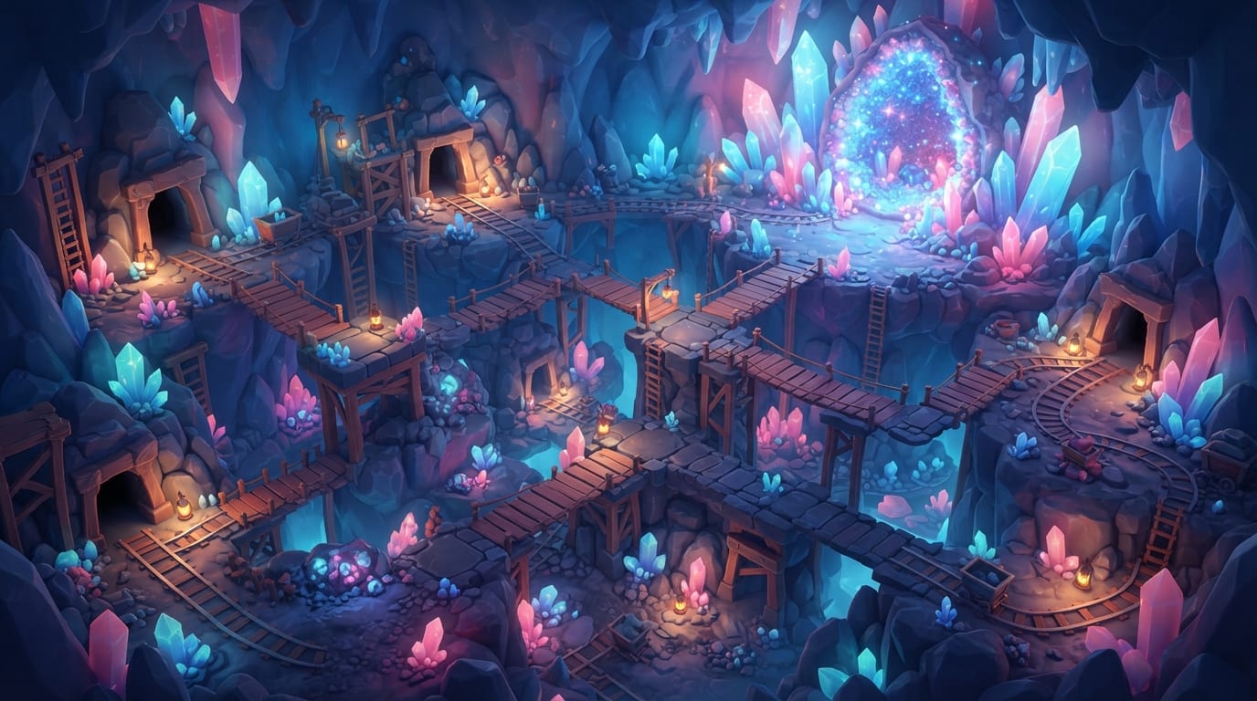 A crystal cavern below