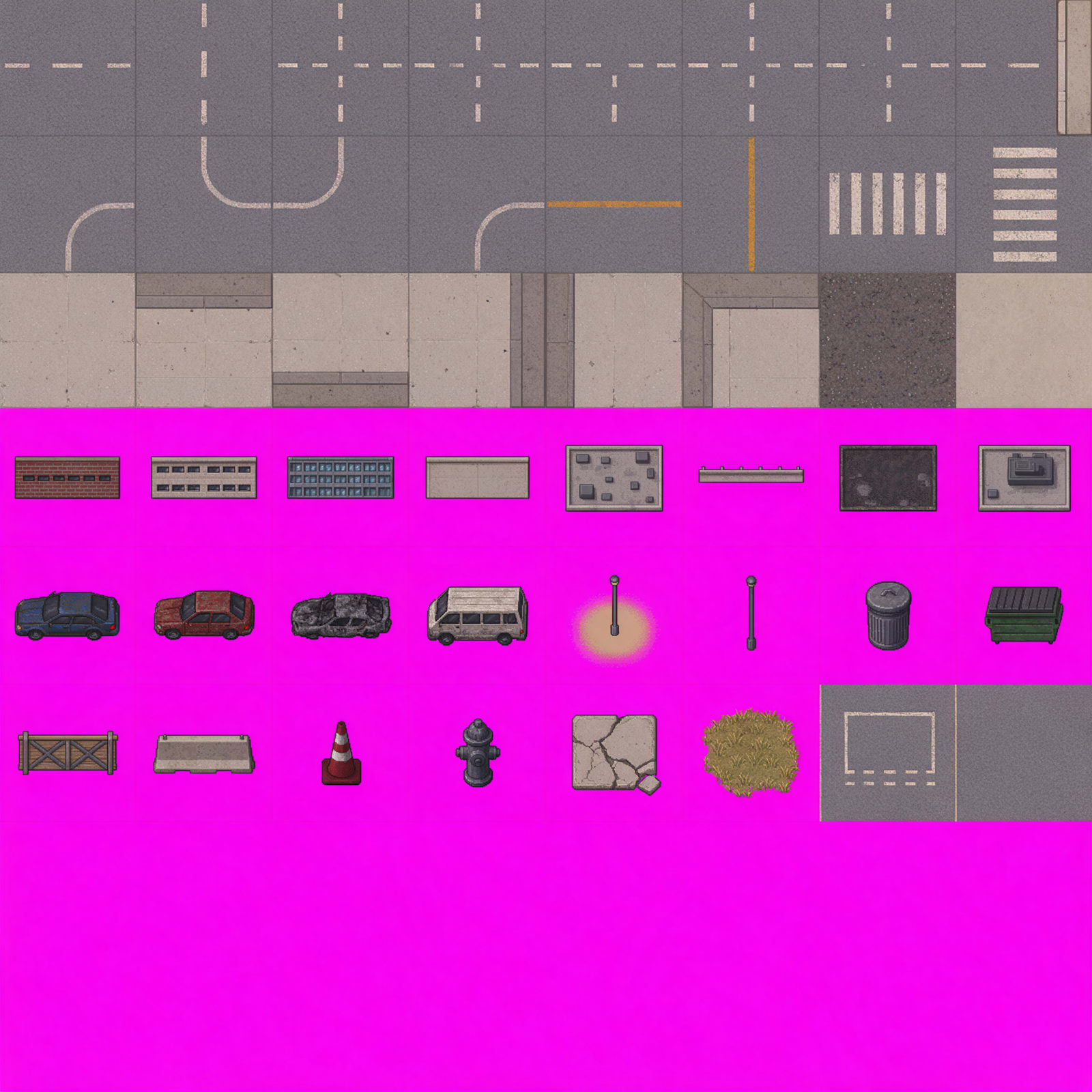 City Tileset Atlas Sheet