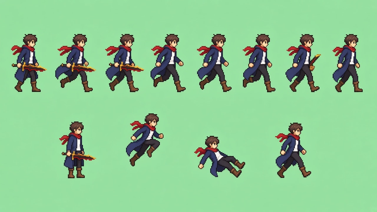 Pixel Heroine Sprite Sheet