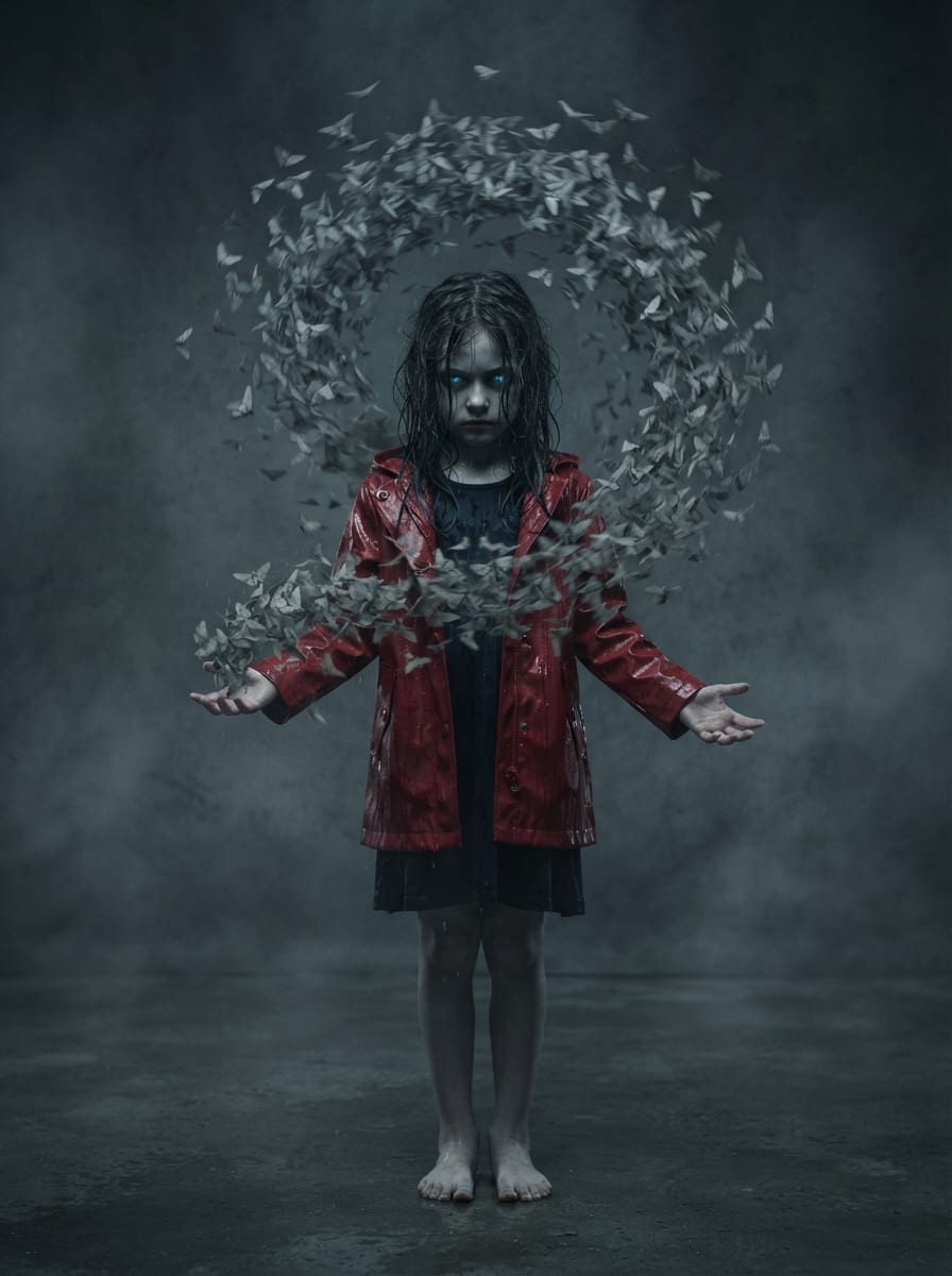 The swarm girl in the red raincoat