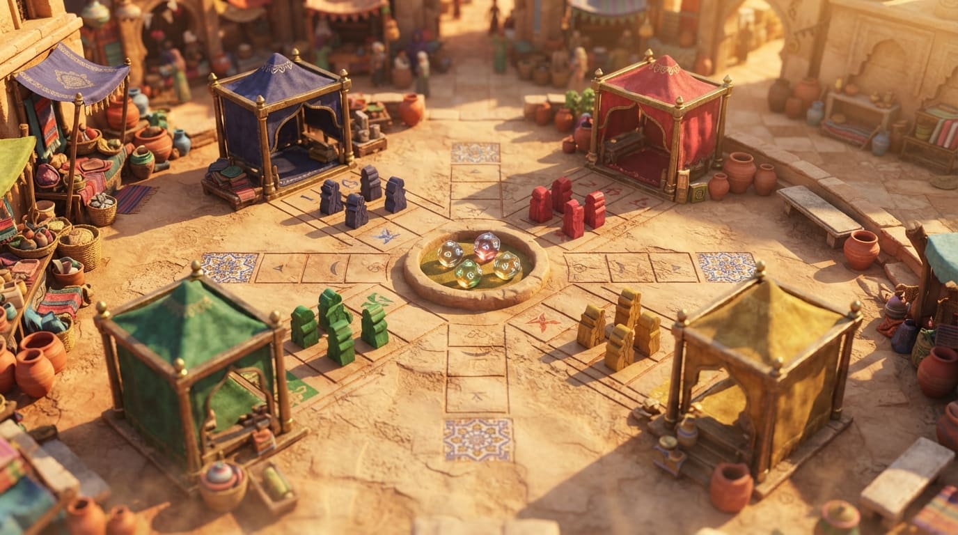 A sunbaked courtyard arena