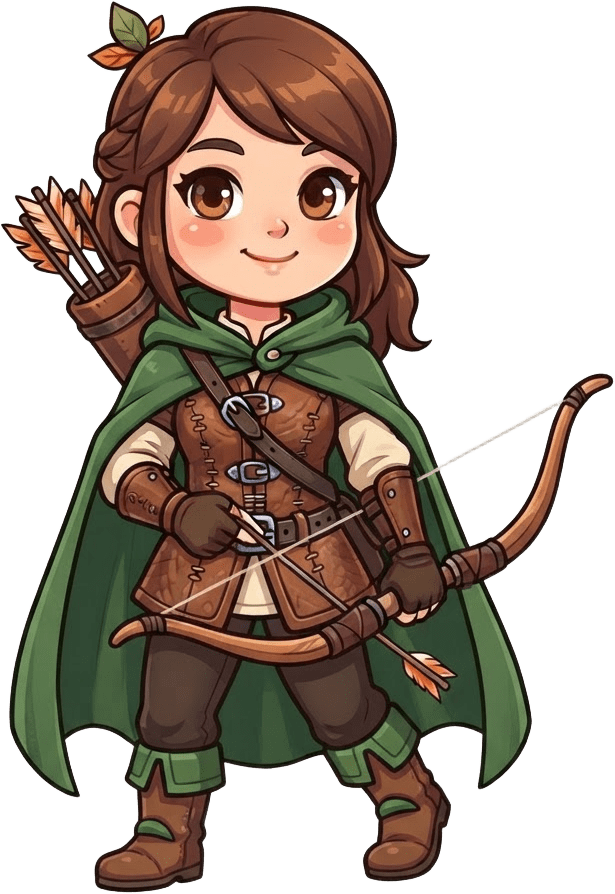 Image: Same chibi archer girl, walk cycle frame 4 of 4: p