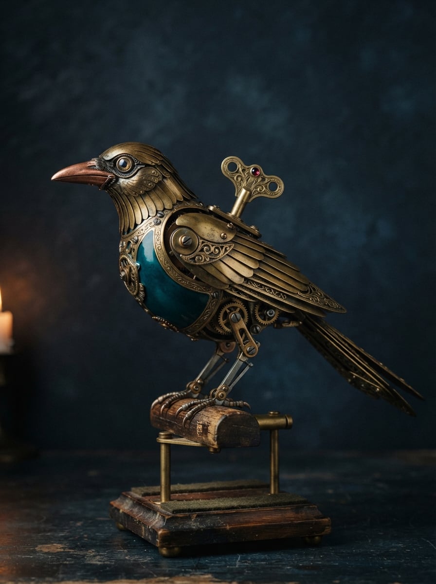 A clockwork magpie