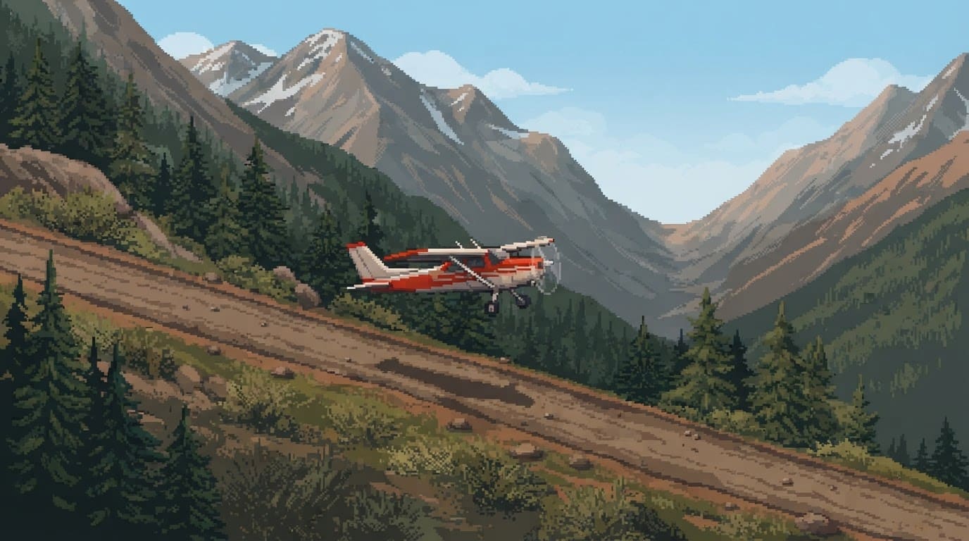 A mountain valley airstrip