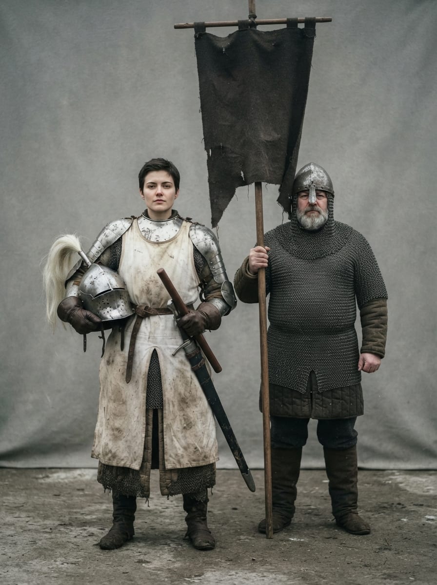 A young commander and her standard-bearer