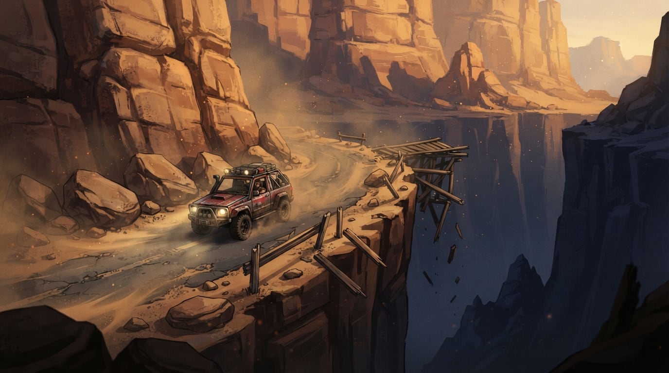 A night canyon ledge