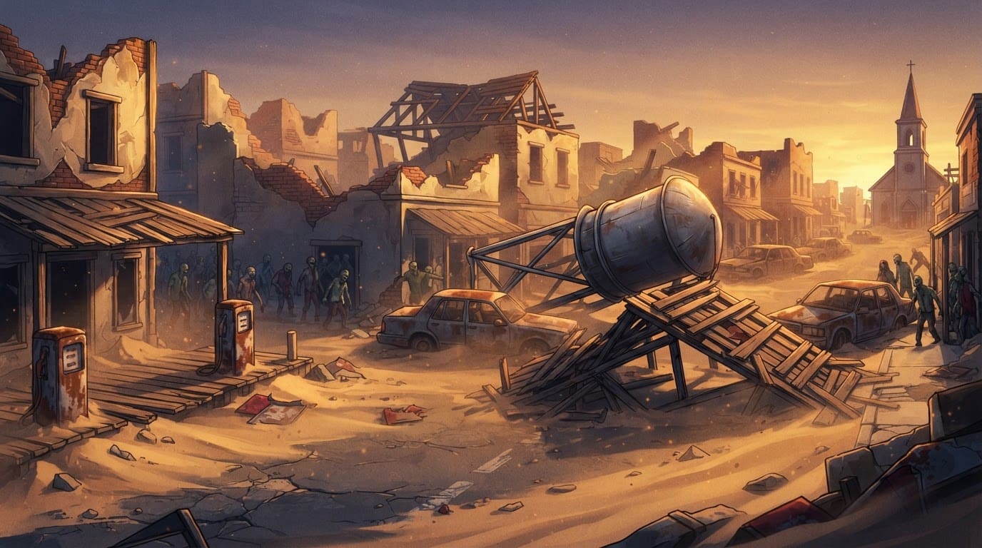 A sand-buried ghost town