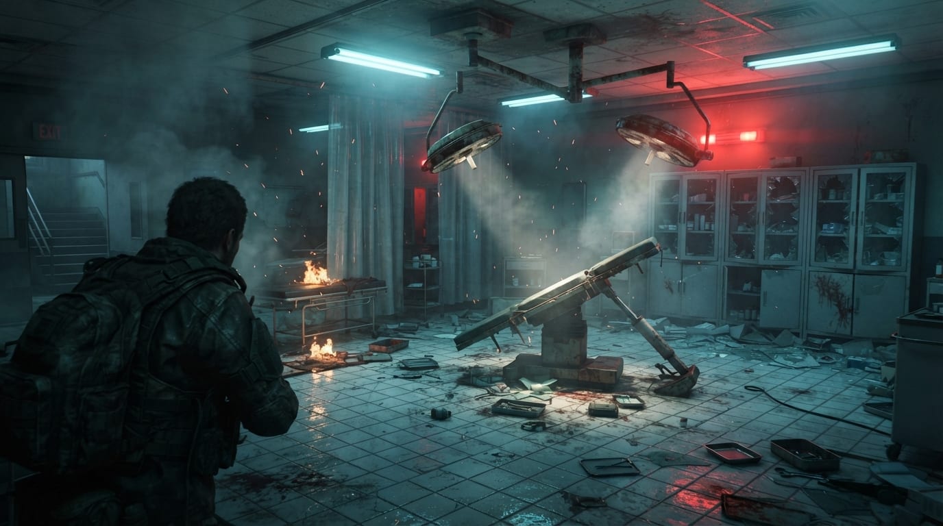 A burning surgical theater