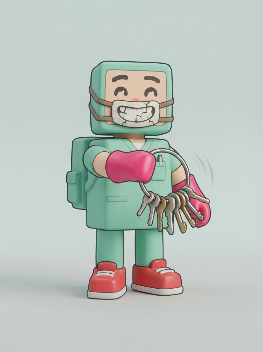 Blocky toy look — clinic vandal