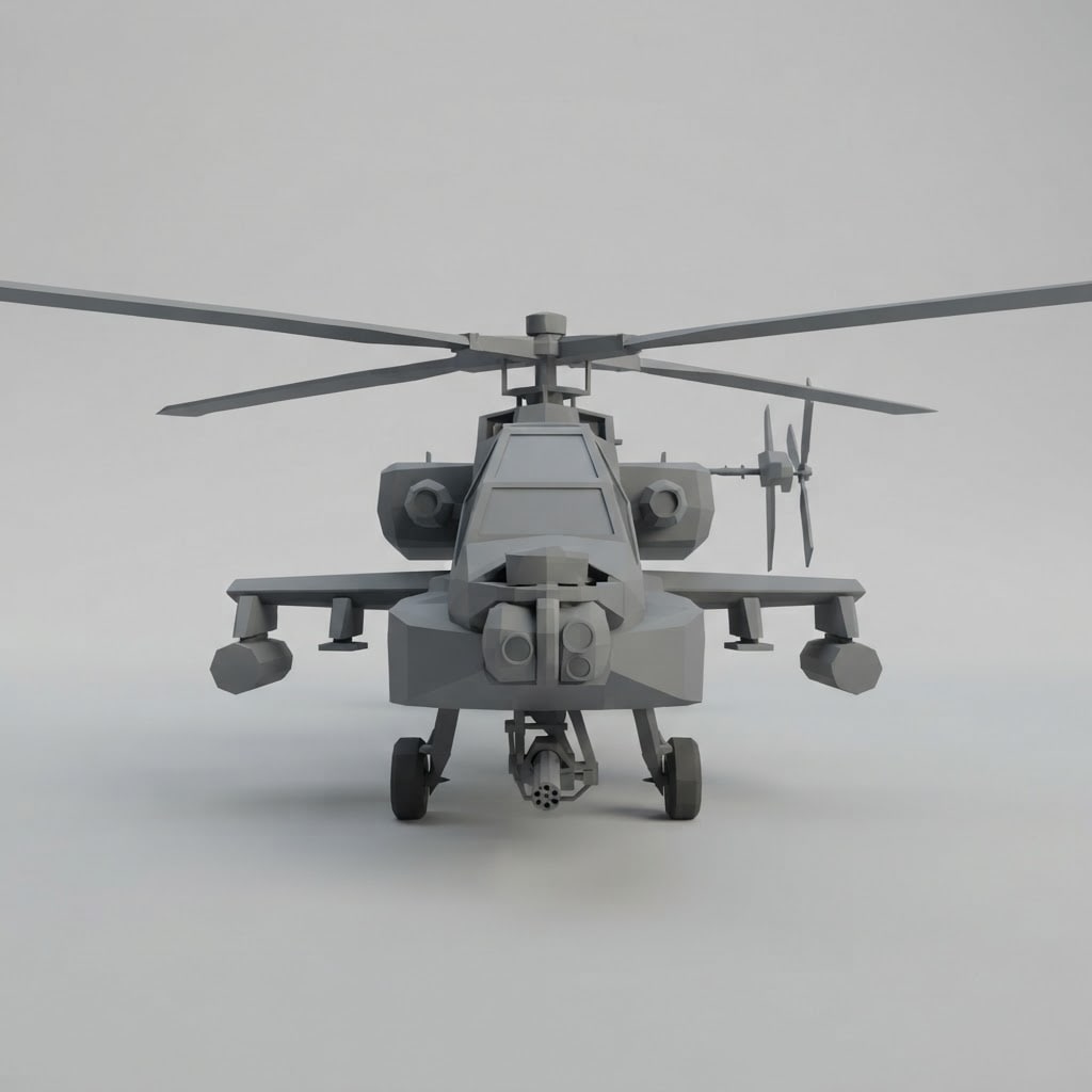 Apache AH-64 attack helicopter low-poly 3D