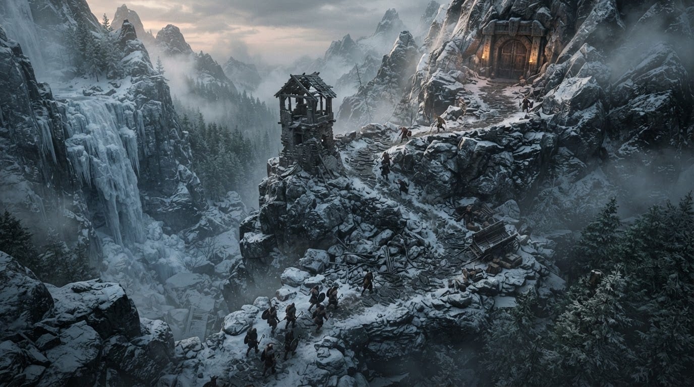 The storm-lit mountain pass