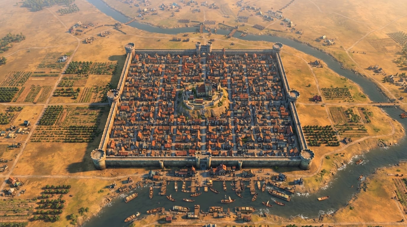 A walled capital on the plain