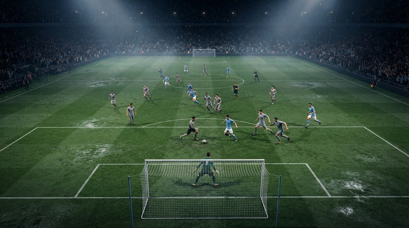 A floodlit night stadium